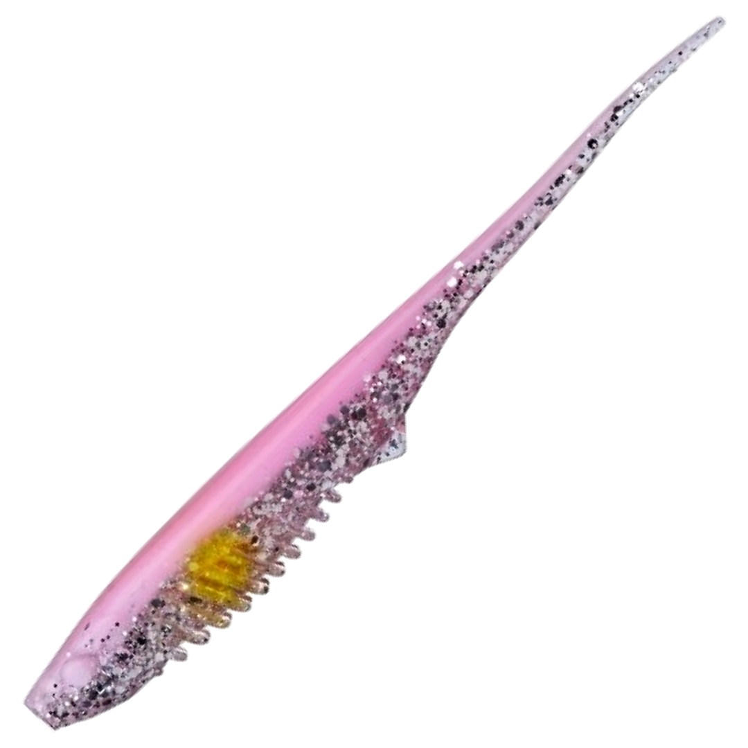 Gunki Mosquito Jigi 11cm, väri Crystal Gum: vaaleanpunainen selkä, kirkas hileinen kylki ja keltainen täplä