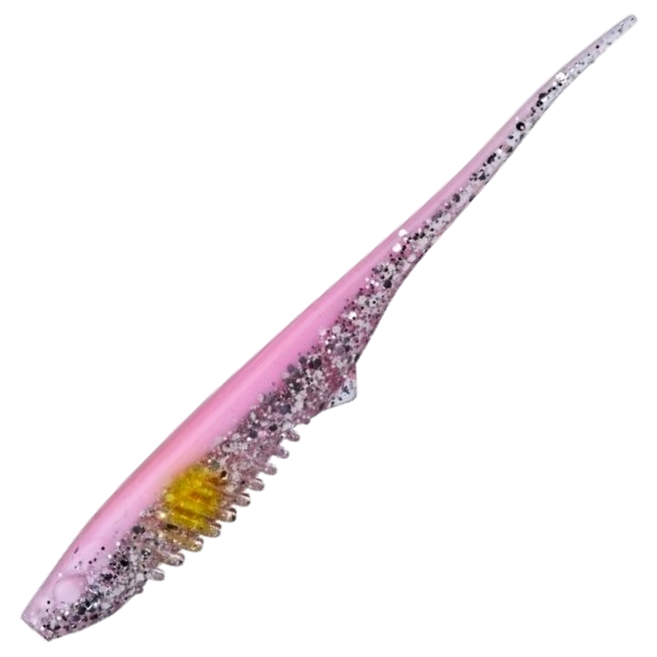 Gunki Mosquito Jigi 11cm, väri Crystal Gum: vaaleanpunainen selkä, kirkas hileinen kylki ja keltainen täplä