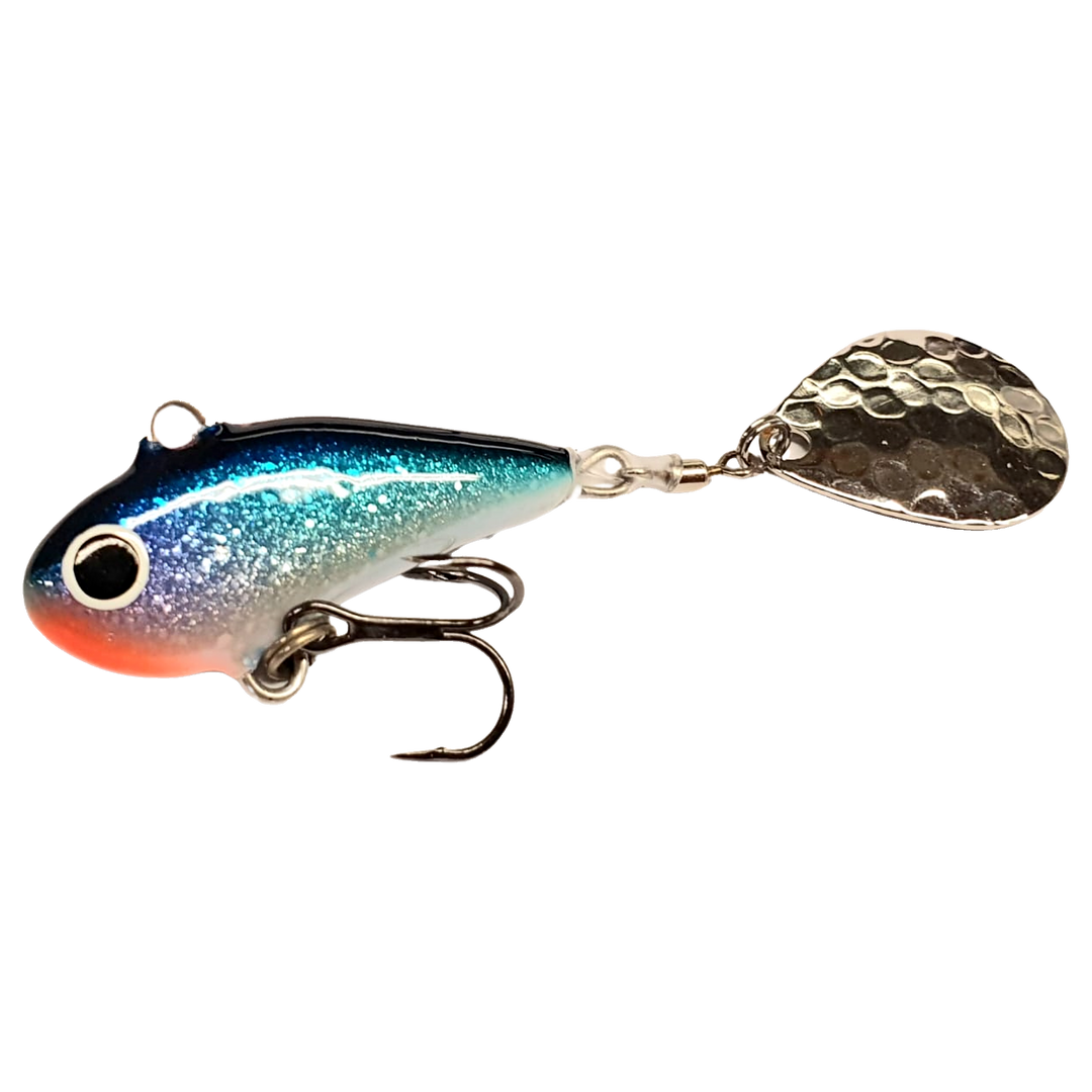 Halme Spintail 35mm 13g 004 Sinihopea sivulta, pää vasemmalla