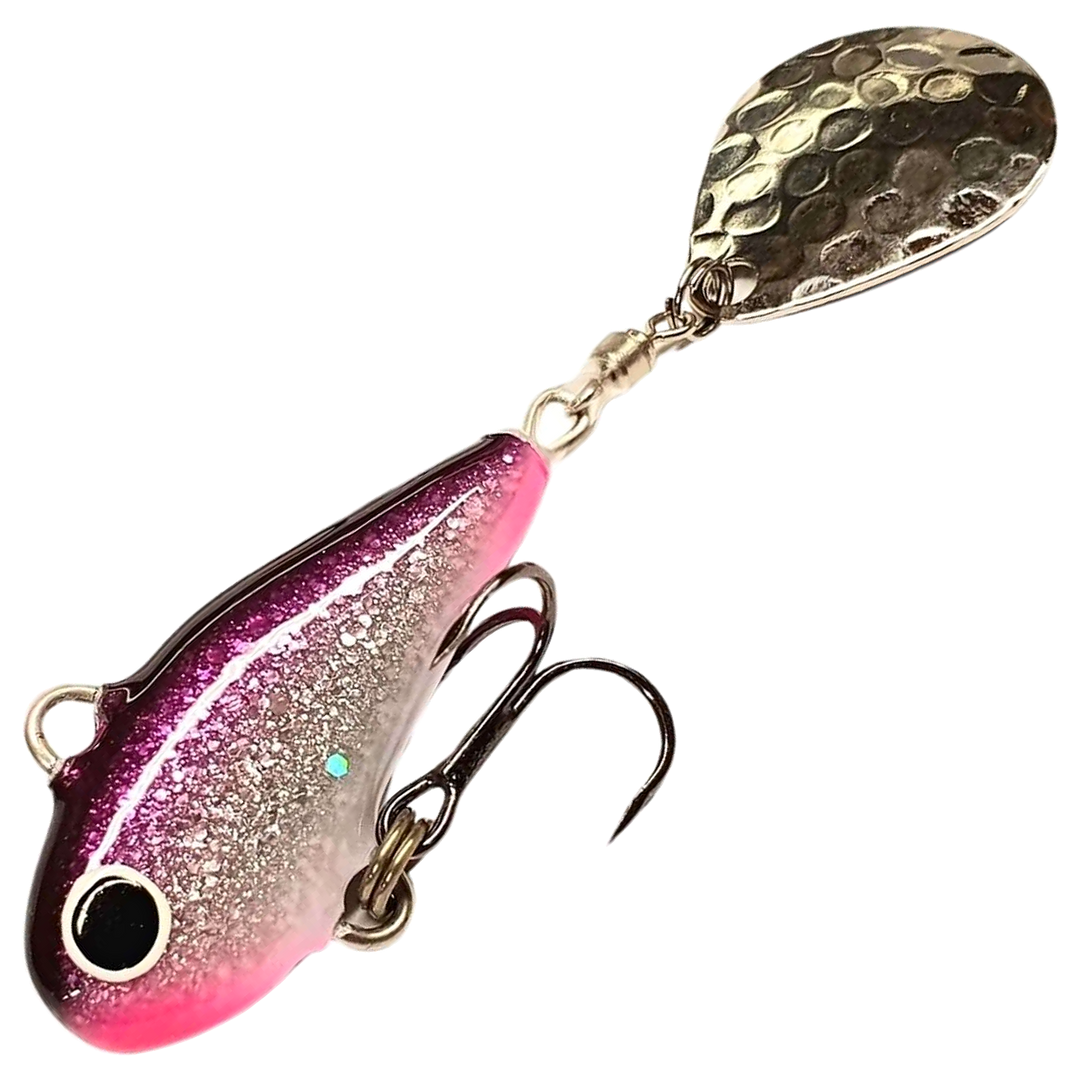 Halme Spintail 35mm 13g, väri 062 Lila: violetti kimalteinen runko, pinkki vatsa ja hopeinen lippa