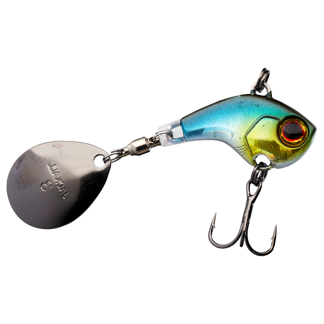 Illex Deracoup Spintail 10g 2.6cm Aurora Bleak sivulta, pää oikealla