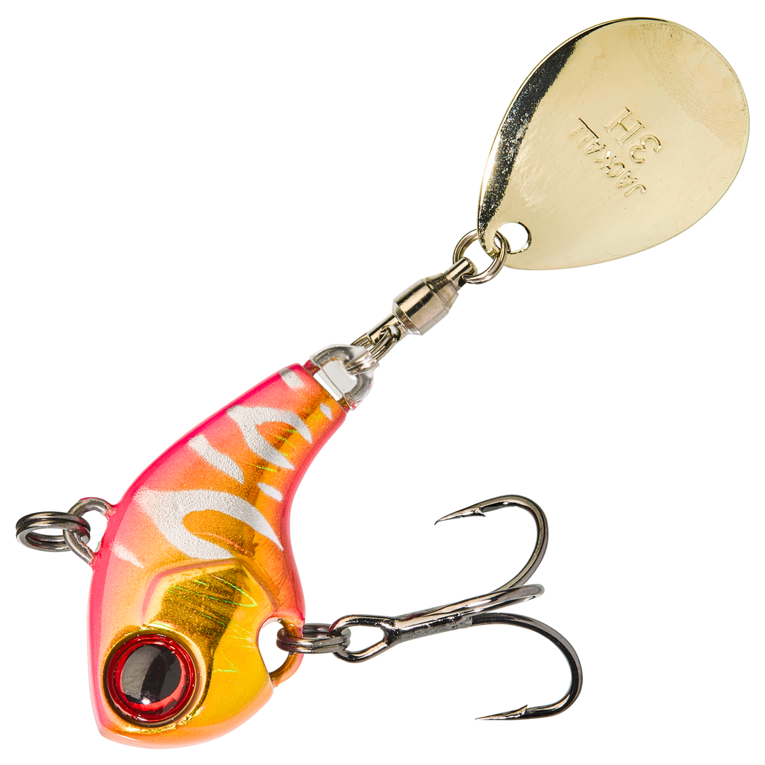 Illex Deracoup Spintail 14g 2.8cm, väri Momotora: pinkki selkä, valkoiset raidat, kultainen kylki ja kultainen lippa