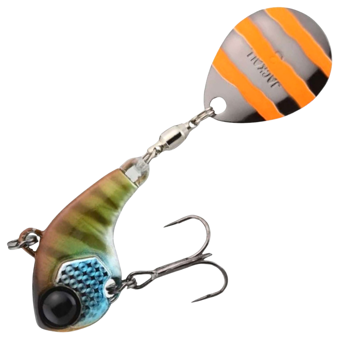 Jackall Deracoup Spintail 10.5g, väri Bluegill Stripe: ruskea selkä, tummat raidat, sininen leuka ja raidallinen lippa