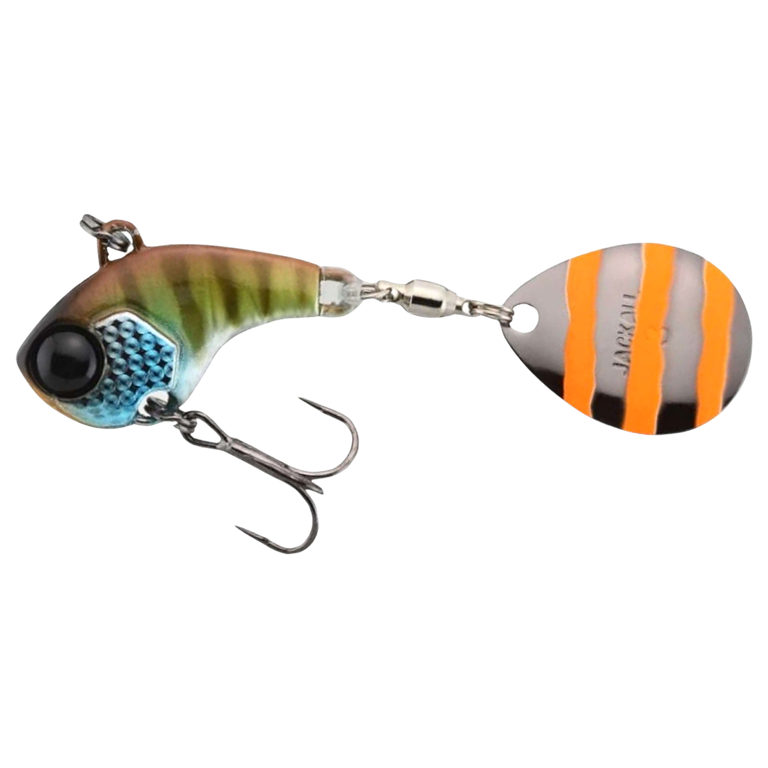 Jackall Deracoup Spintail 10.5g Bluegill Stripe sivulta, pää vasemmalla