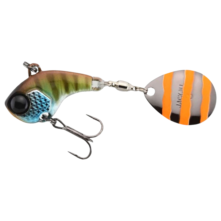 Jackall Deracoup Spintail 10.5g Bluegill Stripe sivulta, pää vasemmalla