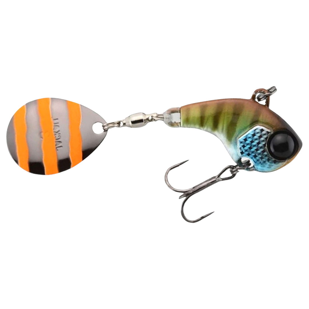 Jackall Deracoup Spintail 10.5g Bluegill Stripe sivulta, pää oikealla
