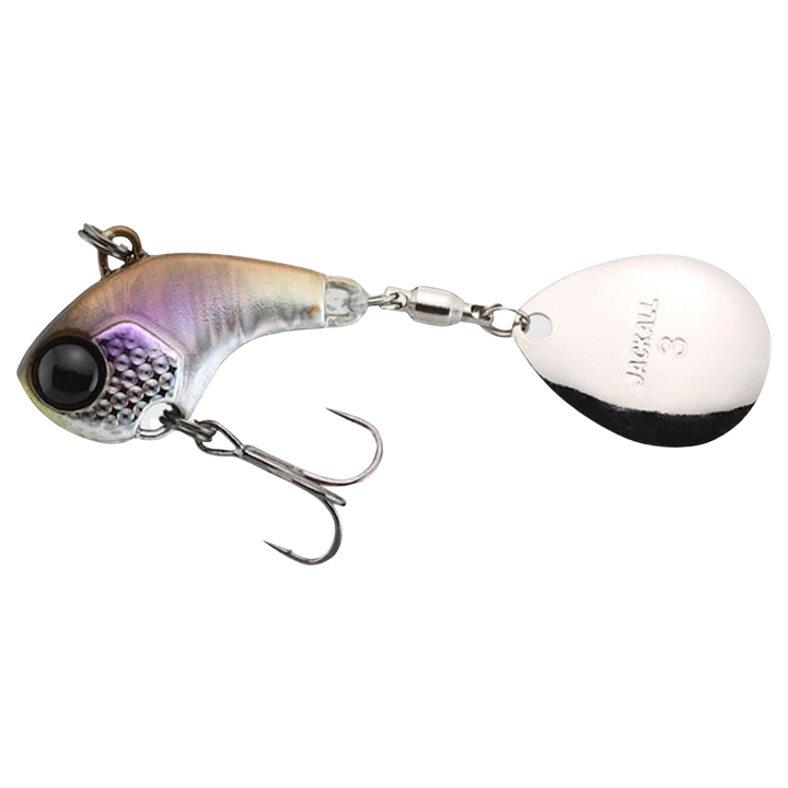 Jackall Deracoup Spintail 10.5g Clear Up Wakasagi sivulta, pää vasemmalla