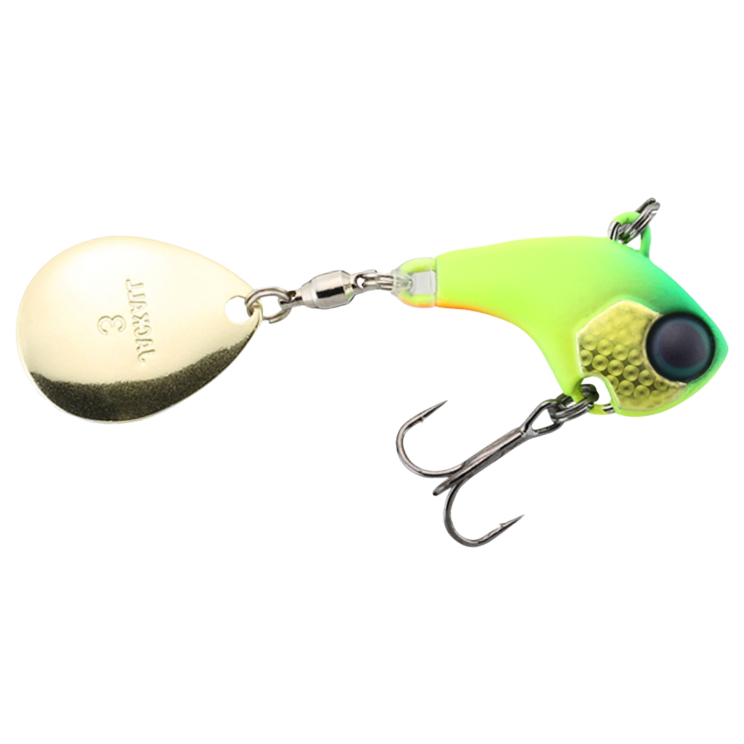 Jackall Deracoup Spintail 10.5g Dera Chartreuse sivulta, pää oikealla
