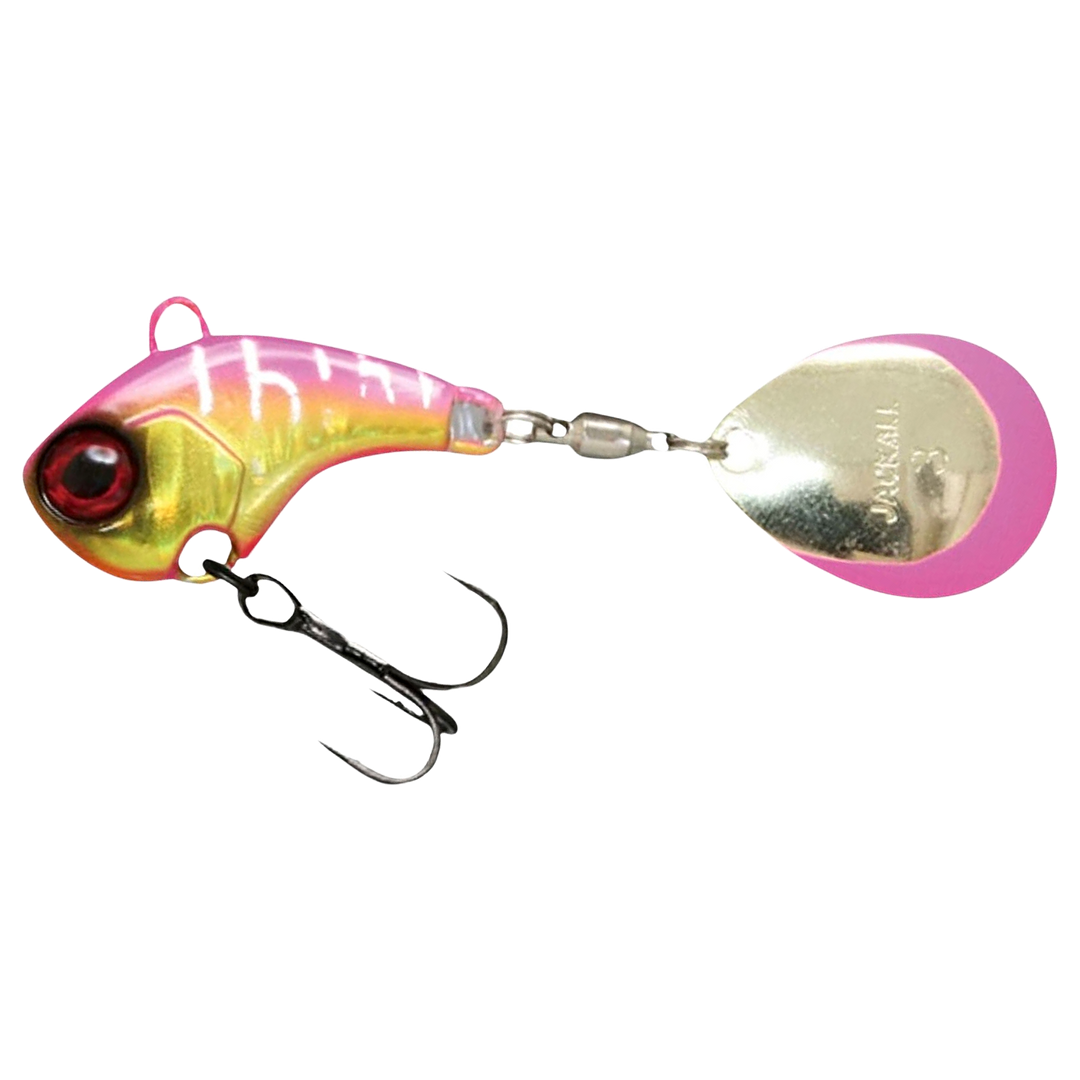 Jackall Deracoup Spintail 10.5g HL Pink Gold sivulta, pää vasemmalla