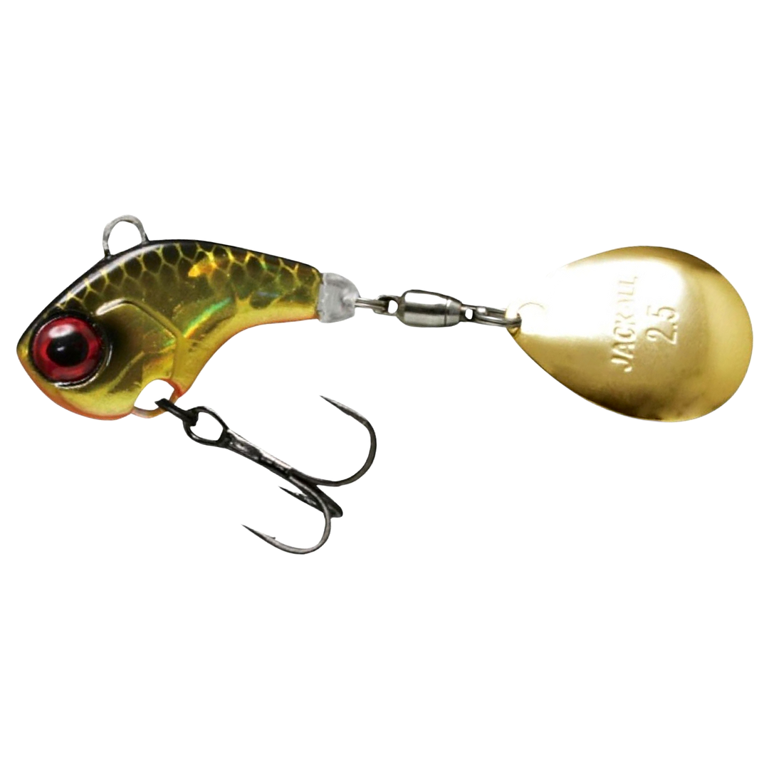 Jackall Deracoup Spintail 10.5g Lit HL Gold&amp;Black sivulta, pää vasemmalla