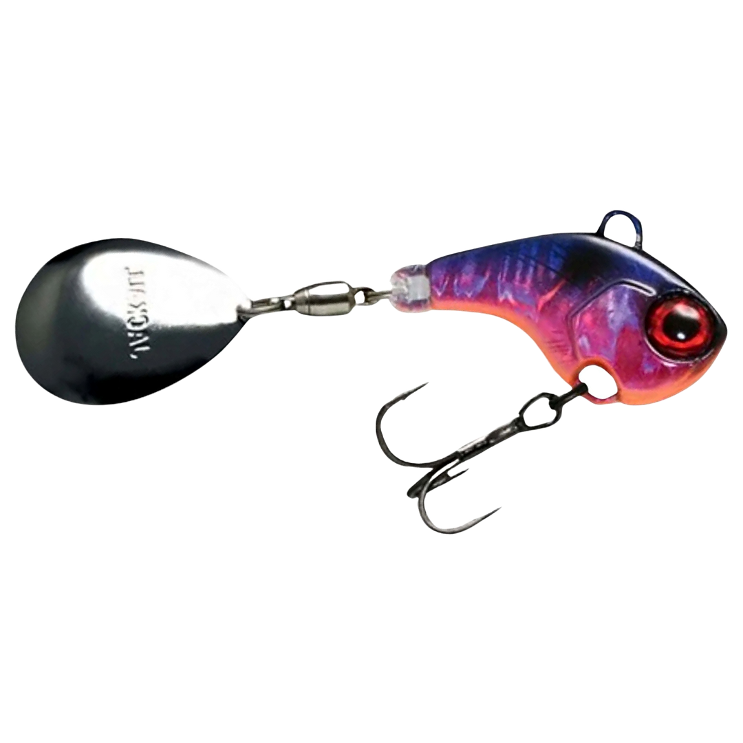 Jackall Deracoup Spintail 14g HL Spark Shad sivulta, pää oikealla