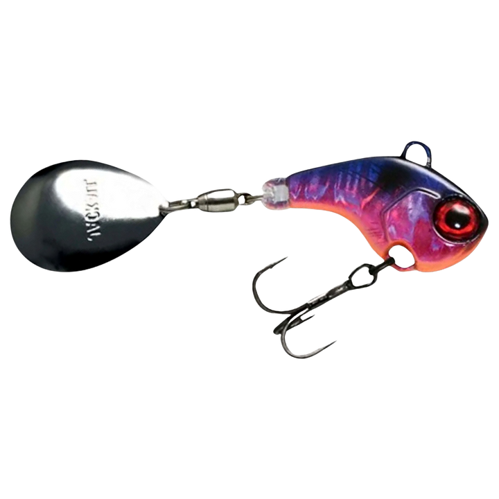 Jackall Deracoup Spintail 14g HL Spark Shad sivulta, pää oikealla