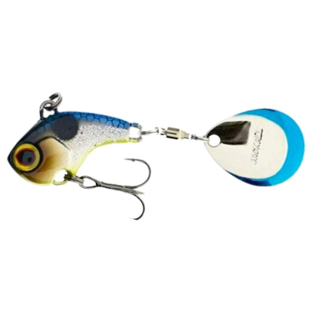 Jackall Deracoup Spintail 14g Lit Devils Clear sivulta, pää vasemmalla