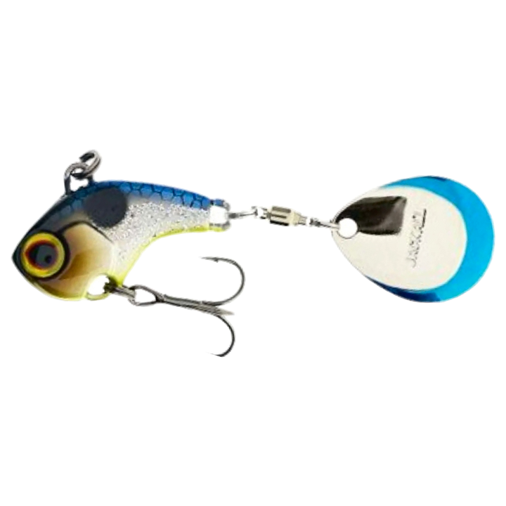 Jackall Deracoup Spintail 14g Lit Devils Clear sivulta, pää vasemmalla
