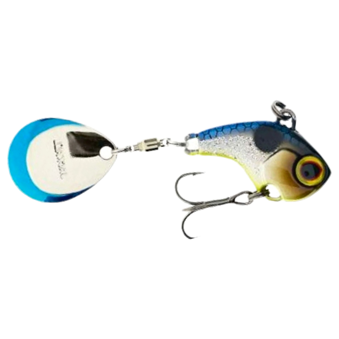 Jackall Deracoup Spintail 14g Lit Devils Clear sivulta, pää oikealla