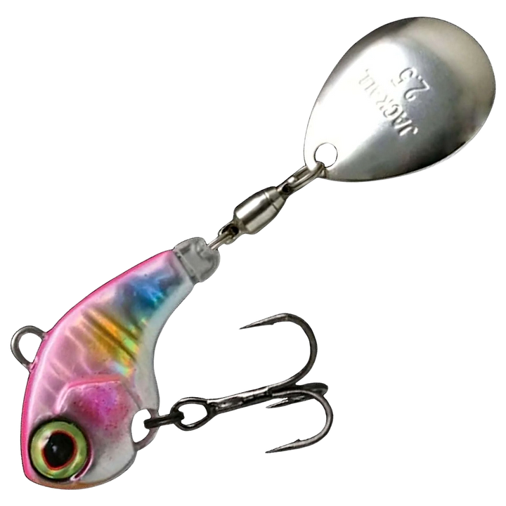 Jackall Deracoup Spintail 14g, väri Lit HL Cotton Candy: pinkki runko, sininen raita ja hopeinen lippa