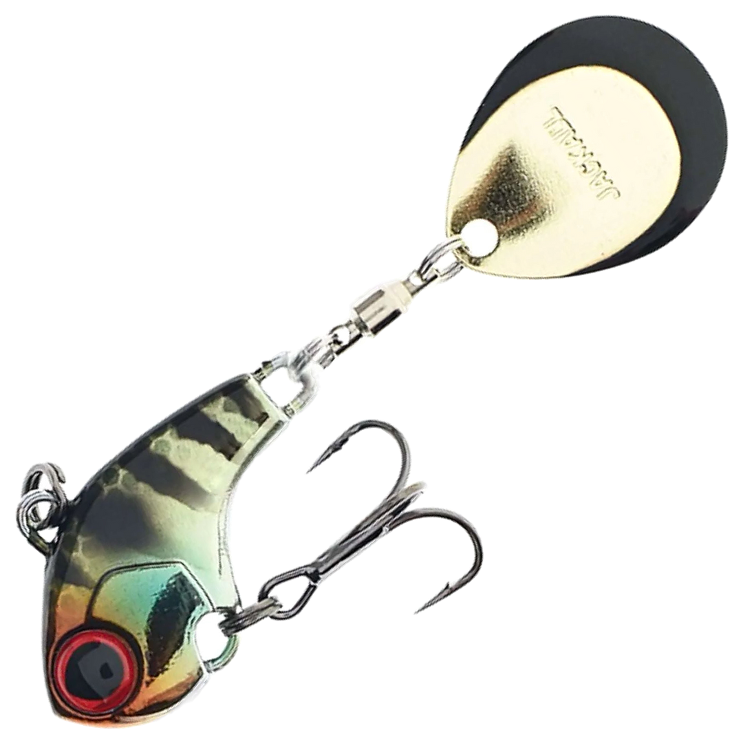 Jackall Deracoup Spintail 14g, väri Lit HL Gold Gill: tummat raidat, kultainen kylki ja kultainen lippa mustalla reunalla