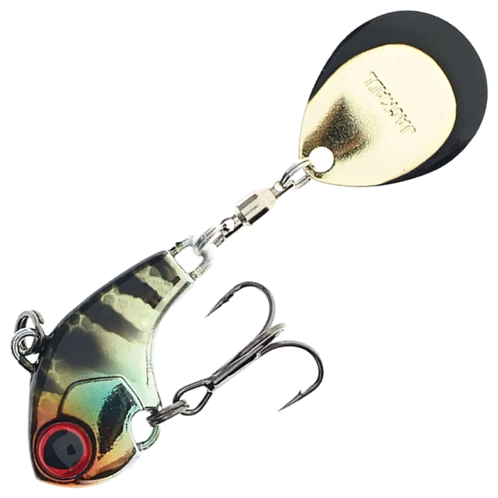Jackall Deracoup Spintail 14g, väri Lit HL Gold Gill: tummat raidat, kultainen kylki ja kultainen lippa mustalla reunalla