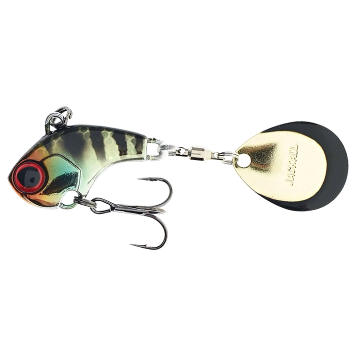 Jackall Deracoup Spintail 14g Lit HL Gold Gill sivulta, pää vasemmalla