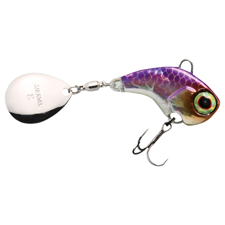 Jackall Deracoup Spintail 14g LIT HL Kirari Wakasagi sivulta, pää oikealla