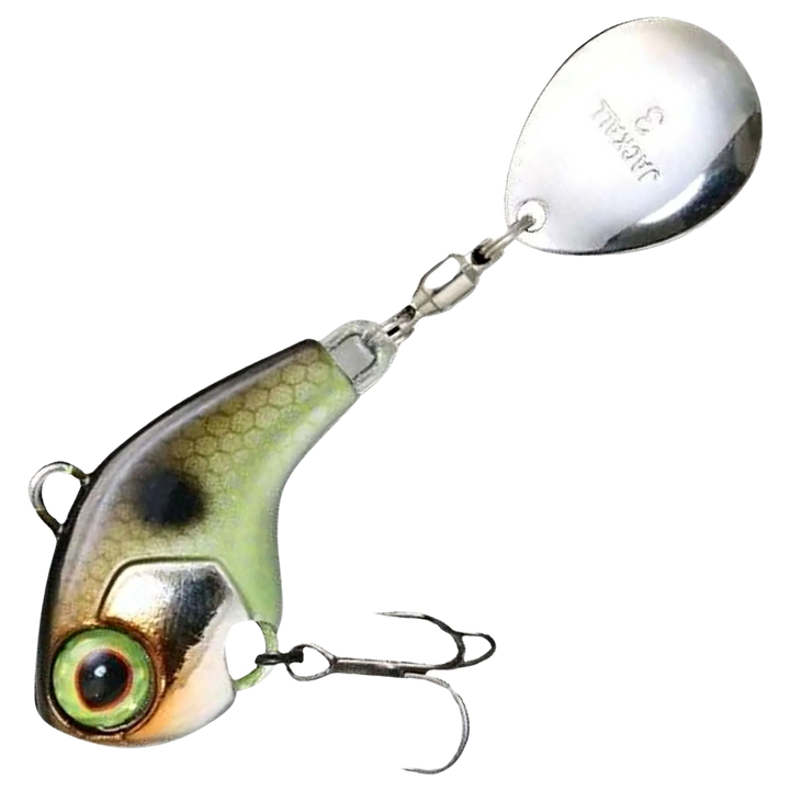 Jackall Deracoup Spintail 14g, väri Lit HM Derashad: oliivinvihreä selkä, hopeinen kylki ja hopeinen lippa
