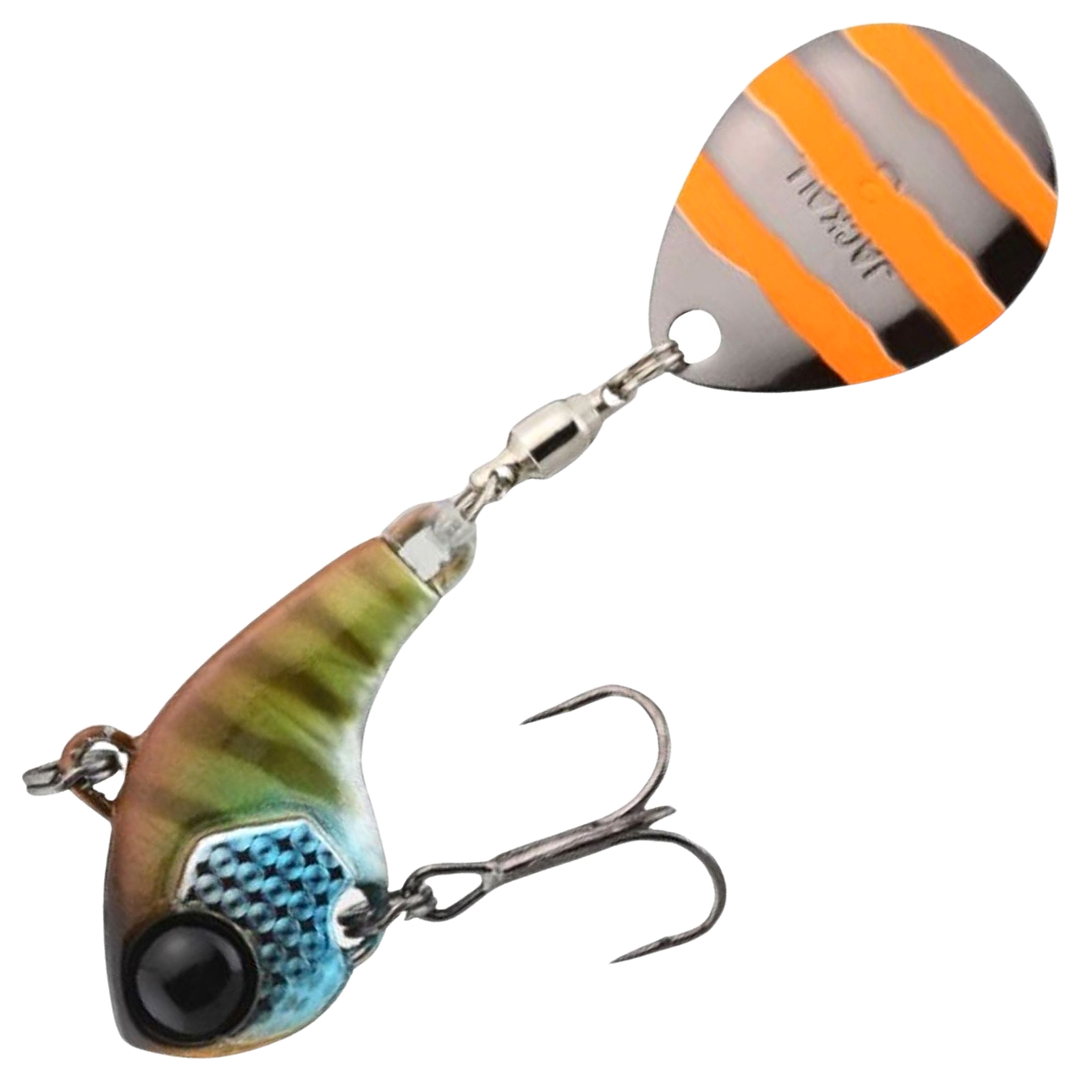 Jackall Deracoup Spintail 7g, väri Bluegill Stripe: ruskea selkä, tummat raidat, sininen leuka ja raidallinen lippa