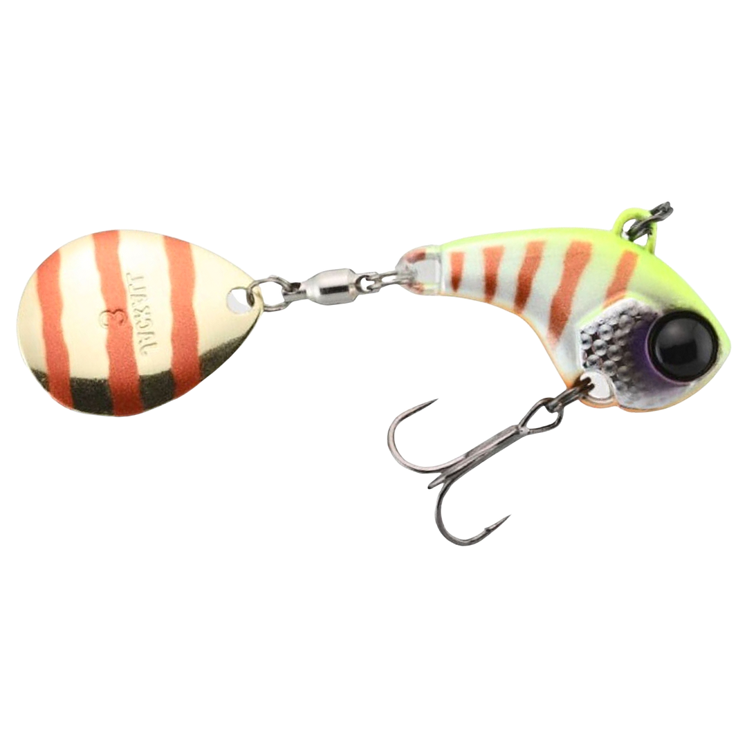 Jackall Deracoup Spintail 7g Chart Back Bluegill Stripe sivulta, pää oikealla