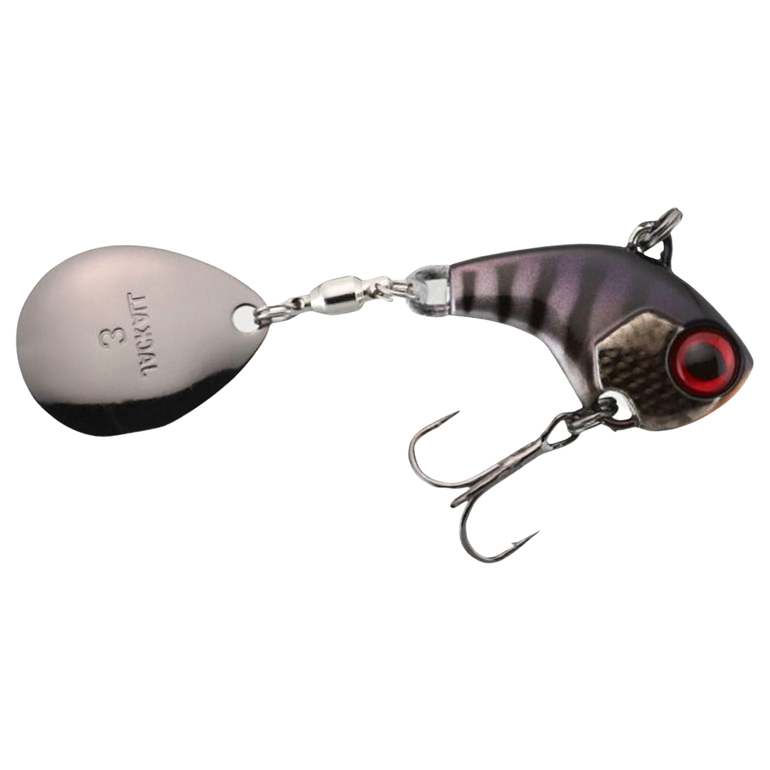 Jackall Deracoup Spintail 7g Muddy Black sivulta, pää oikealla