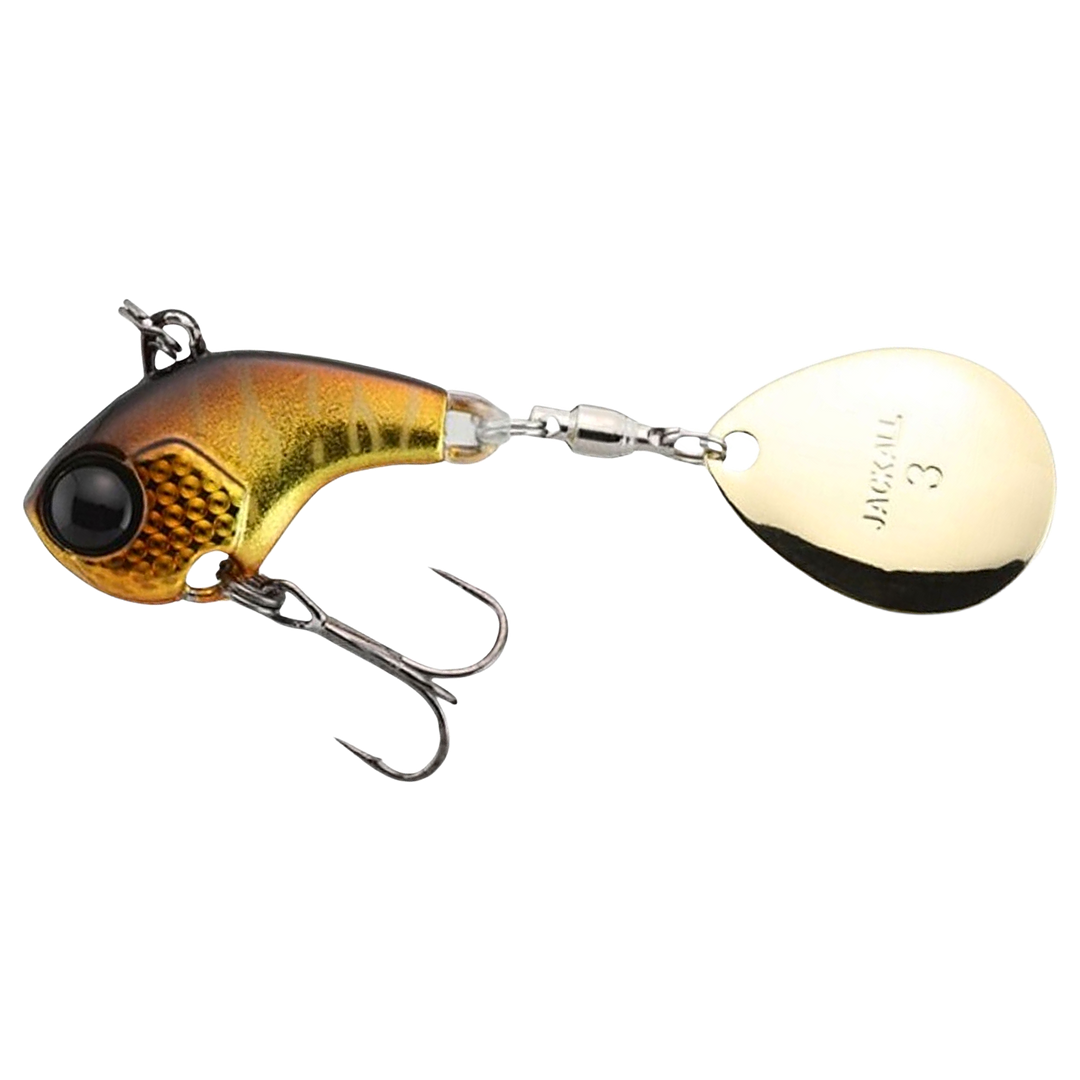 Jackall Deracoup Spintail 7g Silver Powder Gold &amp; Black sivulta, pää vasemmalla