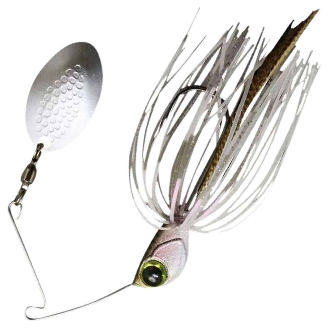 Jackall Deraspin Spinnerbait 7g, väri Baby Wakasagi: hopeinen pää, hopeahileinen helma ja hopeinen lapa