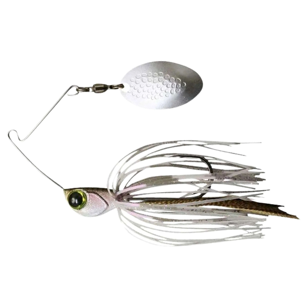 Jackall Deraspin Spinnerbait 7g Baby Wakasagi sivulta, pää vasemmalla