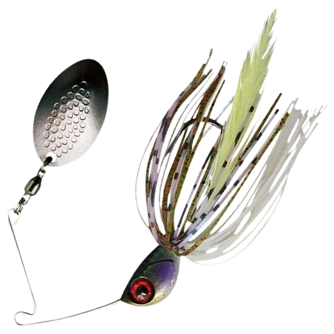 Jackall Deraspin Spinnerbait 7g, väri Bluegill: tumma pää, violetti ja vihreä helma, hopeinen lapa