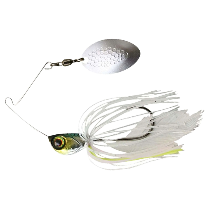 Jackall Deraspin Spinnerbait 7g Devils Clear Ver.2 sivulta, pää vasemmalla
