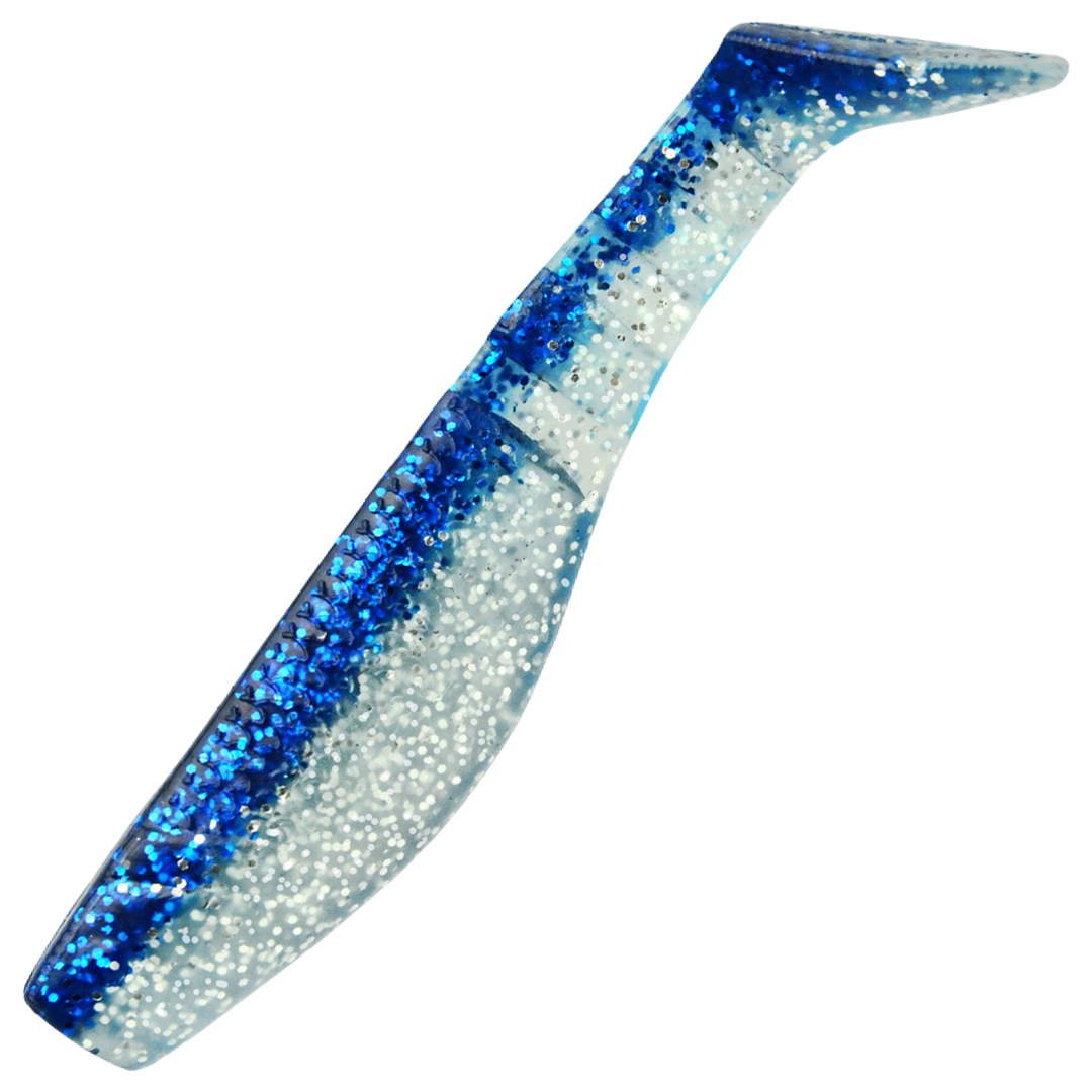 K.P Baits Original Shad Jigi 2.5", väri 012: sininen hileinen selkä ja valkoinen vatsa