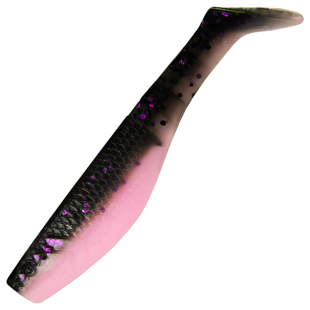 K.P Baits Original Shad Jigi 2.5", väri 044: musta selkä ja vaaleanpunainen vatsa
