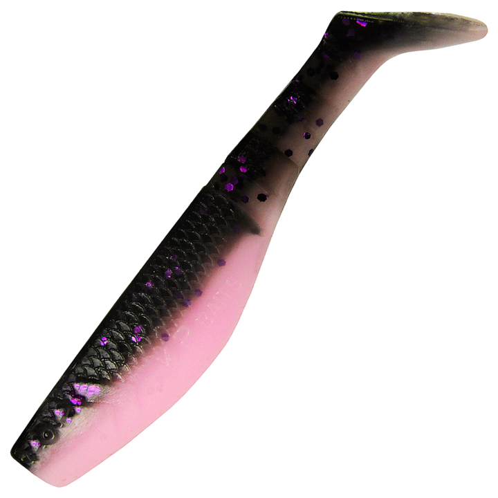 K.P Baits Original Shad Jigi 2.5", väri 044: musta selkä ja vaaleanpunainen vatsa