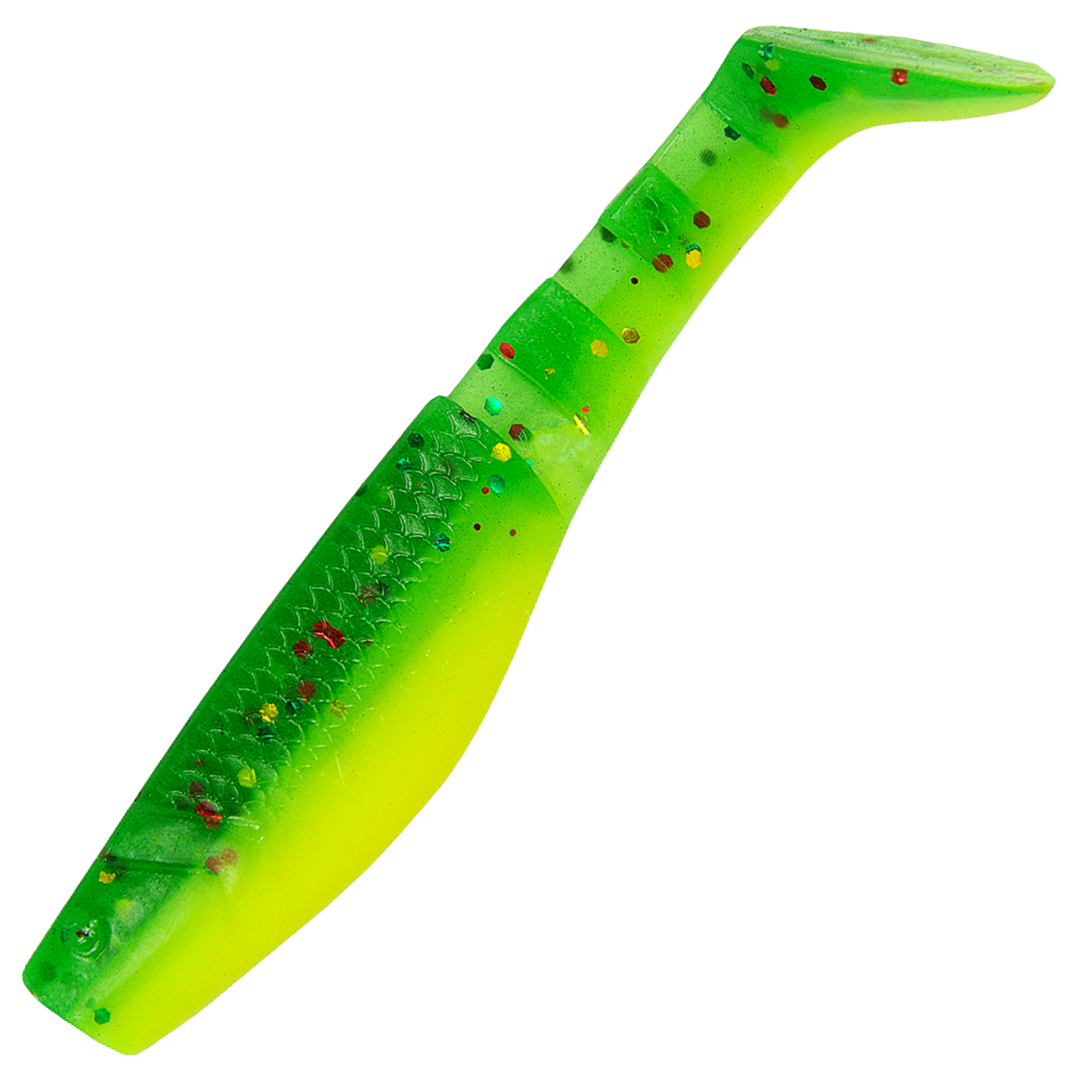 K.P Baits Original Shad Jigi 2.5", väri 051: vihreä selkä ja kellanvihreä vatsa