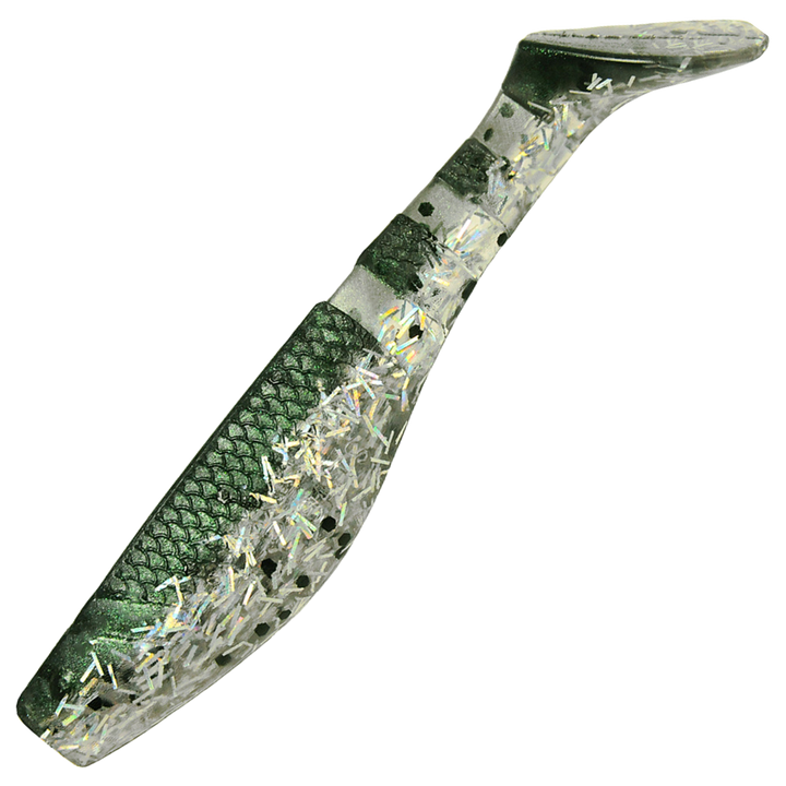 K.P Baits Original Shad Jigi 2.5", väri 061: tummanvihreä selkä ja hopeanvalkoinen vatsa
