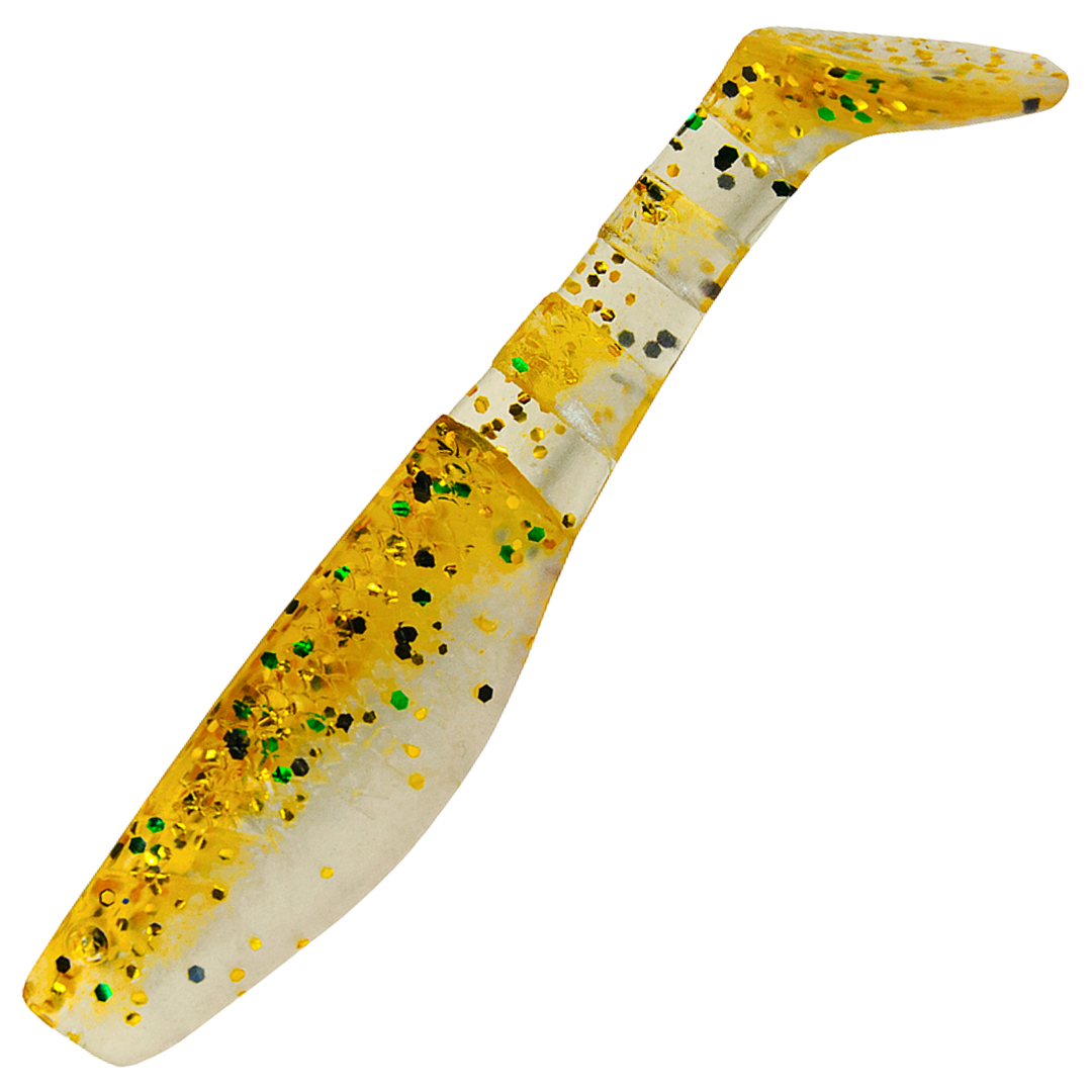 K.P Baits Original Shad Jigi 2.5", väri 071: kullanruskea selkä, vaalea vatsa ja mustat pilkut