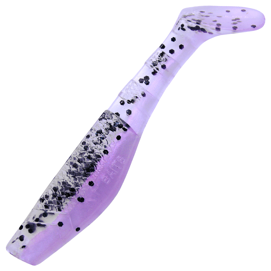 K.P Baits Original Shad Jigi 2.5", väri 224: vaaleanvioletti runko ja mustat pilkut