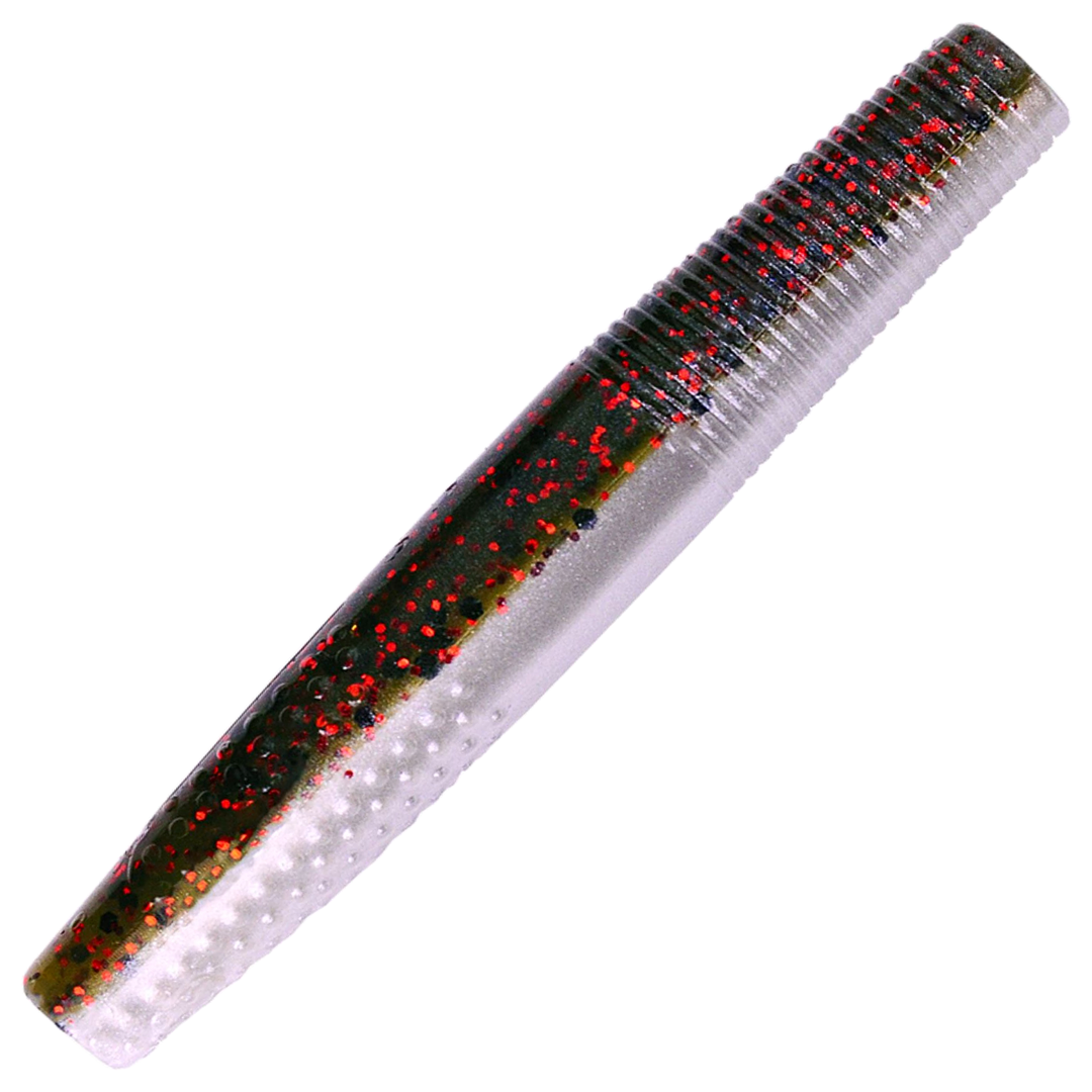 K.P Baits Stick Worm Jigi 2.75", väri 020: tummanruskea selkä, punaiset hileet ja vaalea vatsa