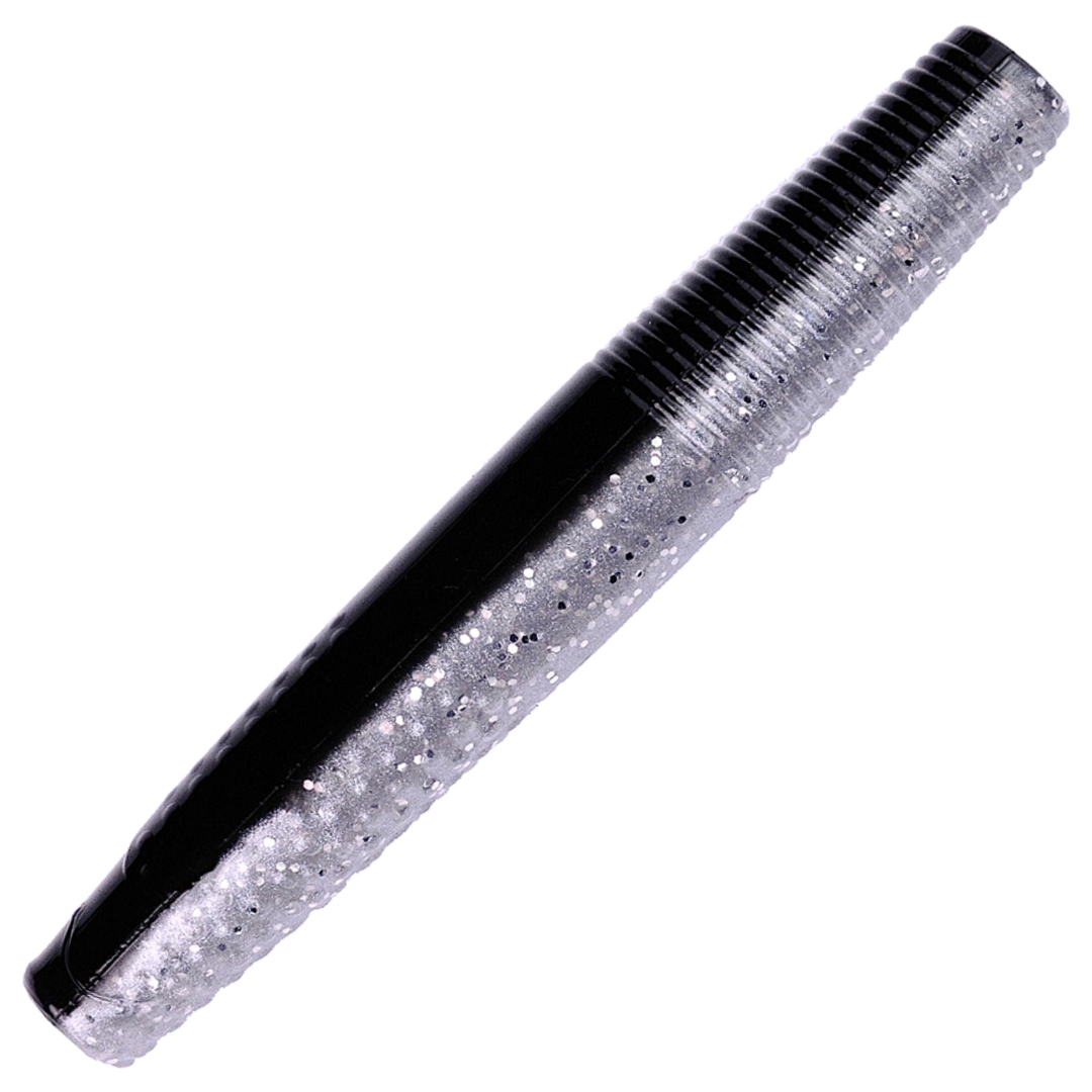 K.P Baits Stick Worm Jigi 2.75", väri 021: musta selkä ja hopeanvalkoinen vatsa