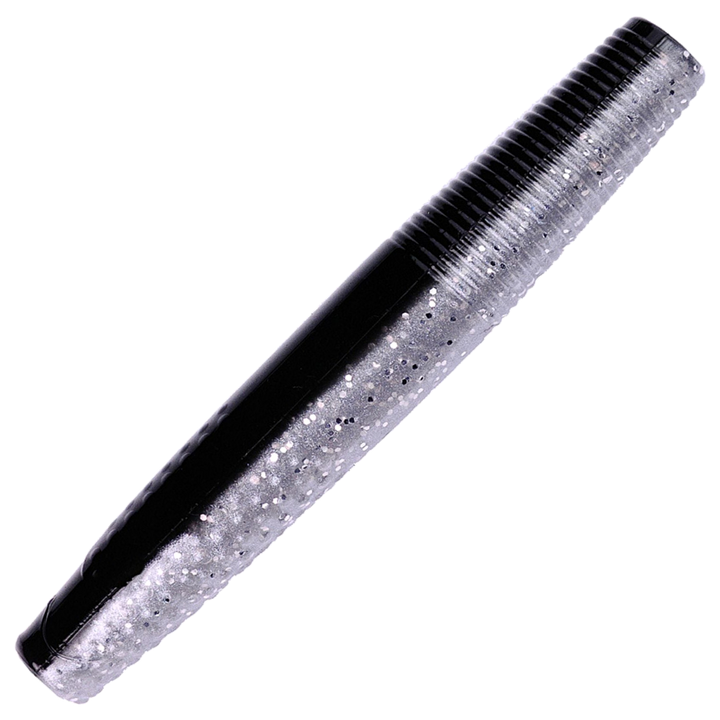 K.P Baits Stick Worm Jigi 2.75", väri 021: musta selkä ja hopeanvalkoinen vatsa