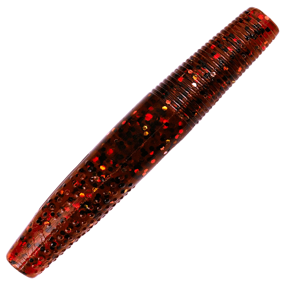 K.P Baits Stick Worm Jigi 2.75", väri 164: läpikuultava punaruskea runko ja tummat hileet