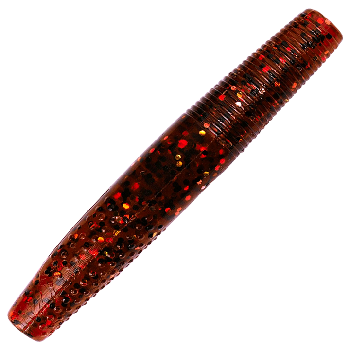 K.P Baits Stick Worm Jigi 2.75", väri 164: läpikuultava punaruskea runko ja tummat hileet