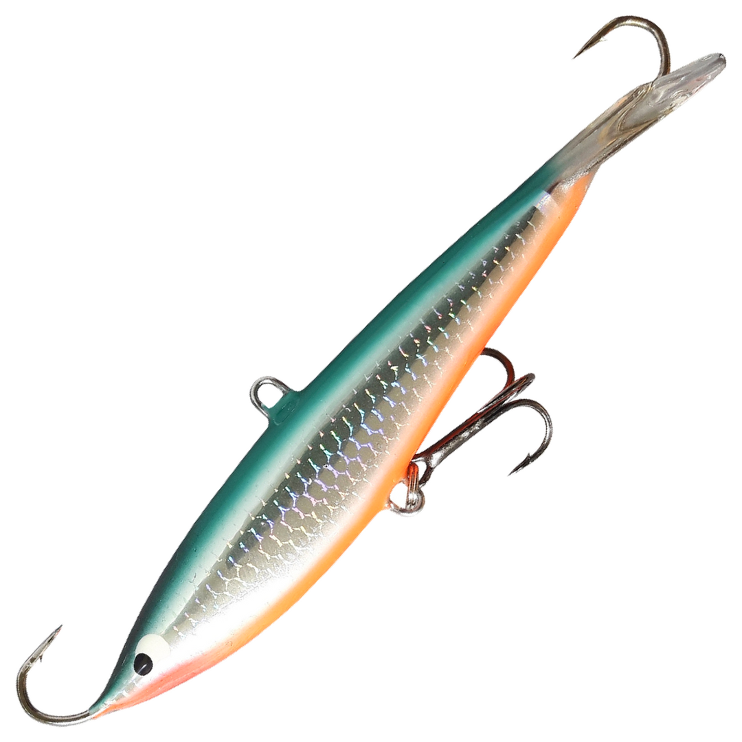 Kaweri 100 Kevennetty Tasapaino 100mm 21g, väri M11: vihreä selkä, hopeinen suomukuvioitu kylki, oranssi vatsa