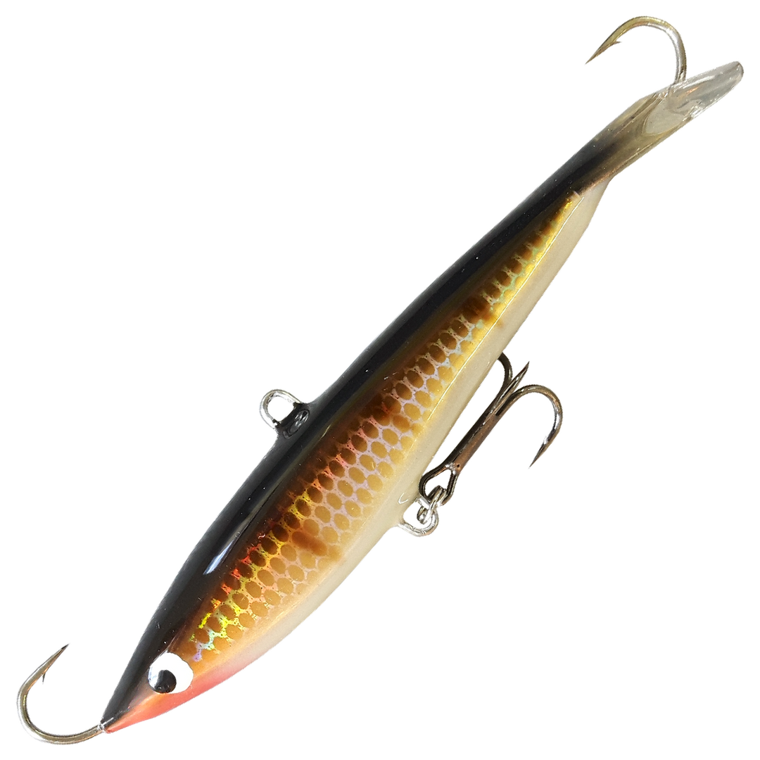 Kaweri 100 Kevennetty Tasapaino 100mm 21g, väri M2R: musta selkä, kullanruskea suomukuvioitu kylki, tummat raidat