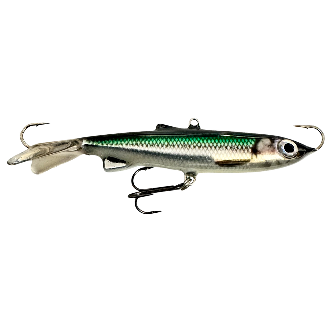 Kaweri 100 Kevennetty Tasapaino 100mm 21g Realistinen Muikku "Vihermuikku" sivulta, pää oikealla