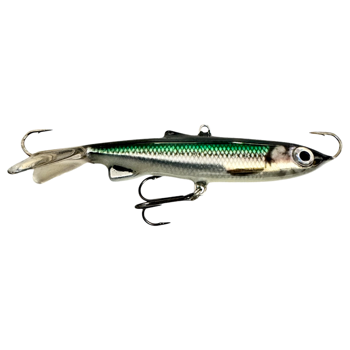 Kaweri 100 Kevennetty Tasapaino 100mm 21g Realistinen Muikku "Vihermuikku" sivulta, pää oikealla