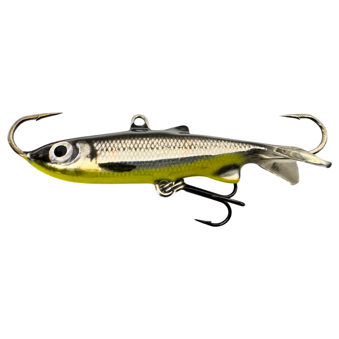 Kaweri 55 Kevennetty Tasapaino 55mm 9g Realistinen Muikku keltainen vatsa sivulta, pää vasemmalla